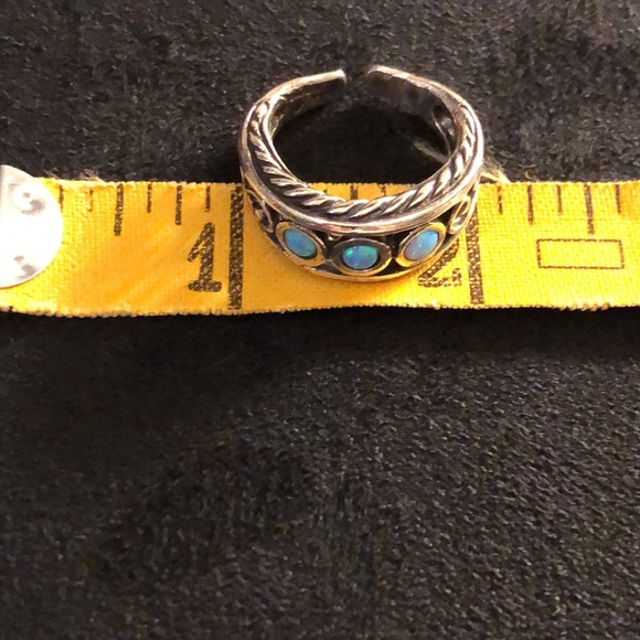 Natural Opal/925 Israel 🇮🇱 Solid Sterling Silver Slit Back Adjustable Ring - Picture 15 of 15